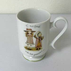 Holly Hobbie Pedestal Coffee Mug Porcelain A True Friend‎ is the Best Possession